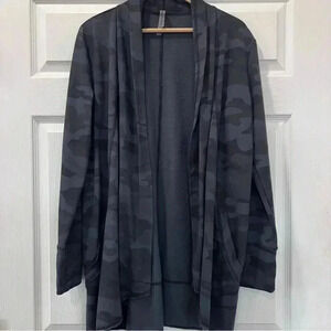 Ebb & Flow Womens Black Camo Open Cardigan Size Large